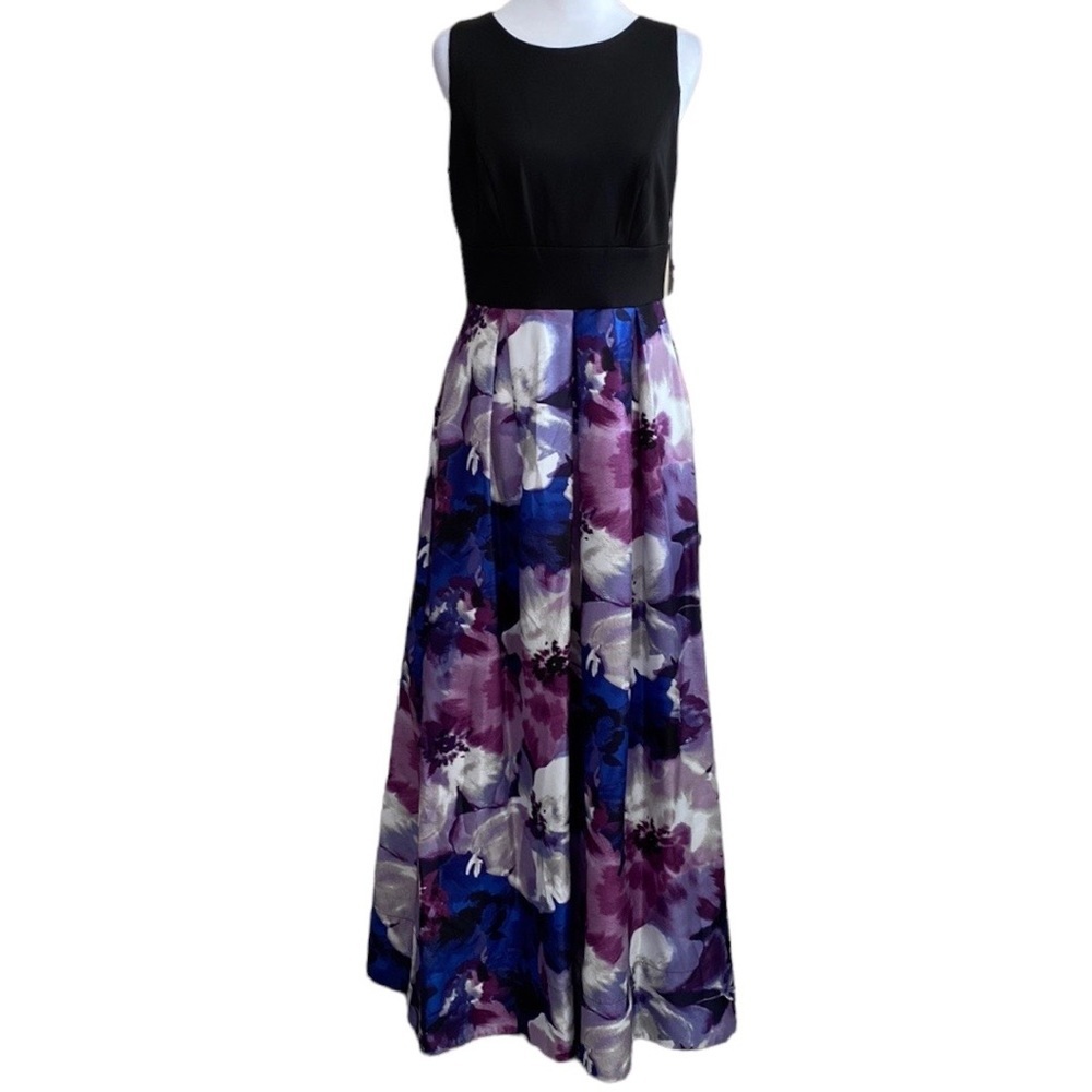 Signature by Sangria Black and Floral Maxi Dress